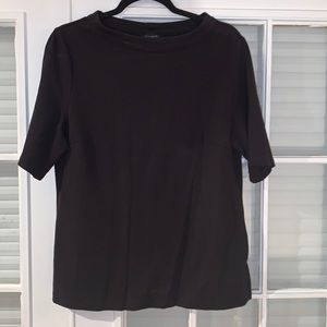 Talbots Short Sleeve Button Back Top, size Large, Black